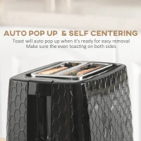 HOMCOM 1.7L 3000W Fast Boil Kettle & 2 Slice Toaster Set, Kettle and Toaster Set with Auto Shut Off, Browning Controls, Black(m-6)