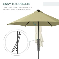 Outsunny 3(m) Solar LED Cantilever Parasol - Beige(m-4)