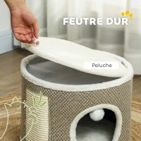 PawHut Tour griffer chat tonneau griffoir chat avec sisal pour gratter dessus en peluche coussins amovibles Ø 40 x 30 cm café(m-5)