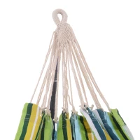 Outsunny Hamaca de Algodón para Jardín 200x150 cm Hamaca Colgante Portátil Carga Máx. 180 kg para Acampar Piscina Camping Rayas Multicolor(m-9)