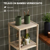 HOMCOM Mobile Bagno Moderno a 4 Livelli Antiribaltamento in Bambù, 33x31x110 cm, color Legno(m-5)