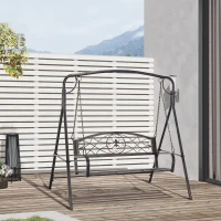 Outsunny 2 Seater Metal Swing Bench, Garden Swing Chair, Weather Resistant, for Patio, Yard(m-7)