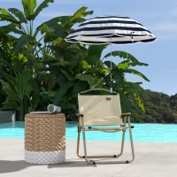 Outsunny Sombrilla Playa para Silla Ø103x97,5cm con Abrazadera Techo Ajustable Apertura Manual Anti-UV Azul(m-2)