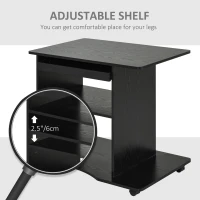 HOMCOM Mobile Small Office Computer Desk PC Table Home Workstation with Slide-Out Keyboard Tray, Adjustable Shelf, CPU Stand, 0.8m, Black(m-5)