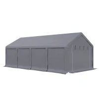 Outsunny Tendone da Giardino per Feste con Porte a Cerniera e Pannelli Removibili 8x4m, Grigio Scuro(m-1)