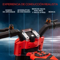 HOMCOM Moto Eléctrica Infantil con Faros Música Bocina Velocidad 3 km/h para Niños de 3-5 Años 86x44x58cm Negro y Rojo(m-4)
