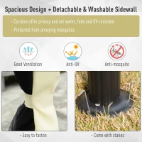 Outsunny 4 x 3 m Aluminum Garden Gazebo, Double Roof Outdoor Gazebo Canopy Shelter with Netting & Curtains for Garden, Lawn, Backyard and Deck, Cream(m-6)