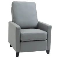 HOMCOM Sillón Relax Reclinable hasta 140° Tapizado en PU con Reposapiés Retráctil Asiento y Respaldo Acolchados para Salón Oficina Dormitorio 70,5x86x99 cm Gris(m-1)