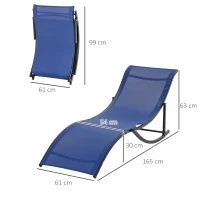 Outsunny Set of 2 S-shaped Foldable Lounge Chair Sun Lounger Reclining Outdoor Chair for Patio Beach Garden, Blue(m-3)