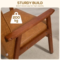 HOMCOM 2 Pack Retro-Style Accent Chair, with Faux Leather Seat - Brown(m-6)