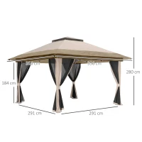 Outsunny 3.6 x 3.6m Pop-Up Gazebo, with Accessories - Beige(m-3)