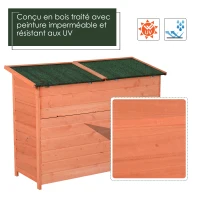 Outsunny Armoire de Jardin sur Pied Double Porte étagère et Toit bitumé relevable dim. 128L x 50l x 91H cm Bois Sapin pré-huilé(m-6)
