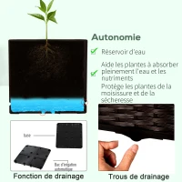 Outsunny Jardinière sur Pieds carré Potager 2 étages dim. 80L x 40l x 44H cm Insert d'irrigation Plastique Chocolat(m-5)