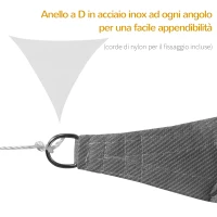 Outsunny Tenda da Sole Triangolare Anti-UV e Traspirante con Ganci a D, in HDPE, 5x5x5 m, Bianca e Blu(m-4)
