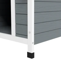 PawHut Niche pour chien extérieure en bois avec plancher amovible abri surélevé en bois pour chiens 84 x 99 x 87 cm gris(m-9)
