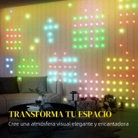 HOMCOM Cortina de Luces LED 3x3m Inteligente con Sincronización Musical Control Remoto y App Efectos y Colores Personalizables(m-7)
