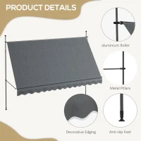 Outsunny 3.5 x 1.2m Manual Retractable Awning - Grey(m-7)