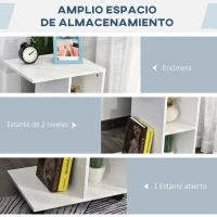 HOMCOM Mesita Auxiliar con Ruedas Mesa para Sofá en Forma de C con Estantes Abiertos para Salón 45x35x58 cm Blanco(m-4)