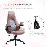 Vinsetto Sedia da Ufficio Ergonomica con Altezza Regolabile, Braccioli Ribaltabili e 5 Ruote, 67x70x114-124 cm(m-4)