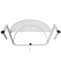 Outsunny Tavolino da Ringhiera Pieghevole con 3 Altezze Regolabili in Metallo, 60x45x50cm, Bianco(m-8)