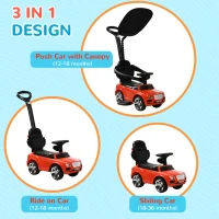 AIYAPLAY Bentley Bentayga Licensed 3-in-1 Baby Push Car,  Ride on Car Sliding Car with Canopy, Horn Music - Red(m-4)