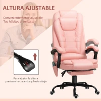 Vinsetto Silla de Oficina con 7 Puntos de Masaje con Reposapiés Retráctil Altura Ajustable Control Remoto y Tejido de PU Rosa(m-6)