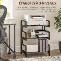 HOMCOM Étagère de rangement à 3 niveaux étagère en métal design industriel structure en acier 55 x 40 x 77 cm Noir(m-4)