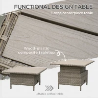 Outsunny 6 Pieces Outdoor PE Rattan Garden Furniture, Patio Wicker Sectional Conversation Corner Sofa w/ Soft Padded Cushion & Liftable Coffee Table, Light Grey(m-6)