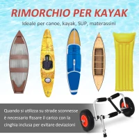 HOMCOM Carrello per Kayak e Canoa Pieghevole in Alluminio con Imbottiture Antiscivolo(m-4)