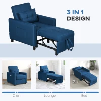 HOMCOM Linen-Look Single Chair Bed - Blue(m-6)