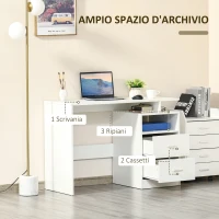 HOMCOM Scrivania PC Salvaspazio per Camera o Ufficio in Legno, 108x48x76cm - Bianco(m-4)