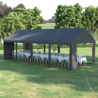 Outsunny 4 x 8 m Marquee Gazebo with Sides, 420g/m² PVC Cover, Heavy Duty Party Tent Canopy & Carport Shelter for Outdoor Event, Wedding, Dark Grey(m-10)