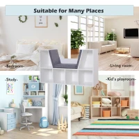 HOMCOM Bookcase Storage Shelf with Cushioned Reading Seat, Cube Bookshelf Organizer for Bedroom Living Room, White(m-7)