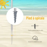 Outsunny Parasol de plage parasol inclinable rond Ø 223 cm tissu polyester haute densité anti-UV mât démontable aluminium sac de transport inclu multicolore(m-7)