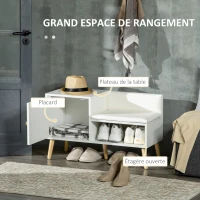 HOMCOM Banc à chaussures avec placard niche surface en revêtement synthétique 80 x 33 x 49 cm blanc(m-4)