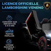HOMCOM Voiture électrique licence Lamborghini Veneno 12V pour enfants avec portes papillon télécommande musique noir(m-4)