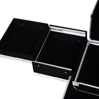 HOMCOM Maletín de Maquillaje Profesional con Cajón Maleta de Maquillaje con Ruedas para Viaje Trabajo 34x25x62 cm Rosa(m-9)