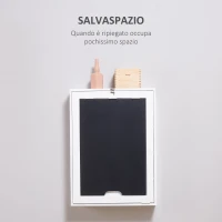HOMCOM Tavolo Scrivania Pieghevole a Muro con Lavagna, 60x94.5x147cm, Bianco e Nero(m-5)