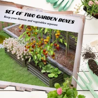 Outsunny Set of Two 110 x 50cm Steel Planter Boxes -  Dark Grey(m-4)
