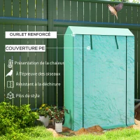 Outsunny Serre de jardin avec étagères 3 niveaux serre d'hivernage bâche renforcée en PE porte enroulable 100 x 40 x 150 cm vert(m-4)