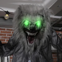 HOMCOM 6'8" Skeleton Werewolf Halloween Animatronic, with Glowing Eyes(m-9)