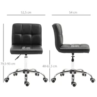 Vinsetto Chaise de bureau design contemporain pivotante 360° ergonomique hauteur réglable dossier assise capitonnés revêtement synthétique 52,5 x 54 x 93 cm noir(m-3)