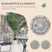Outsunny Set da Giardino 3 Pezzi, 2 Sedie Pieghevoli e 1 Tavolo, Design a Mosaico, Grigio(m-4)
