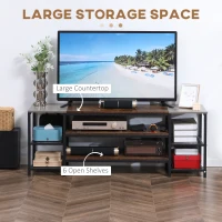 HOMCOM TV Unit Cabinet for TVs up to 60 Inches, Industrial TV Stand with Storage Shelves for Living Room, Brown and Grey(m-5)