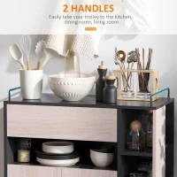 HOMCOM Rolling Kitchen Storage Trolley Cart Cupboard Island Cabinet Shelves 2 Handle With Locking Wheels(m-6)