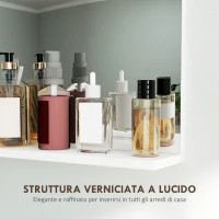 HOMCOM Specchio Bagno da Parete Moderno con Mensola Portaoggetti, in Vetro e MDF, 50x12x60 cm, Bianco(m-6)