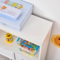 HOMCOM Meuble de rangement jouets enfant bibliothèque étagère de jouet pour chambre d'enfant 5 casiers 3 tiroirs non tissé MDF dim. 93,1L x 40l x 94H cm blanc(m-9)