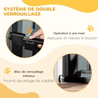 PawHut Barrière de sécurité pour animaux domestique avec fermeture automatique double verrouillage largeur 75-103 cm noir(m-4)