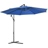 Outsunny Parasol déporté octogonal inclinable rabattable diamètre 3 m parasol de jardin avec pied en croix bleu(m-10)