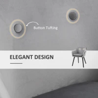 HOMCOM Dining Chairs Set of 2 Modern Upholstered Fabric Velvet-Touch Leisure Chairs with Backrest and Armrests, Lounge Reception Chairs for Home Office Kitchen Counter, Grey(m-4)